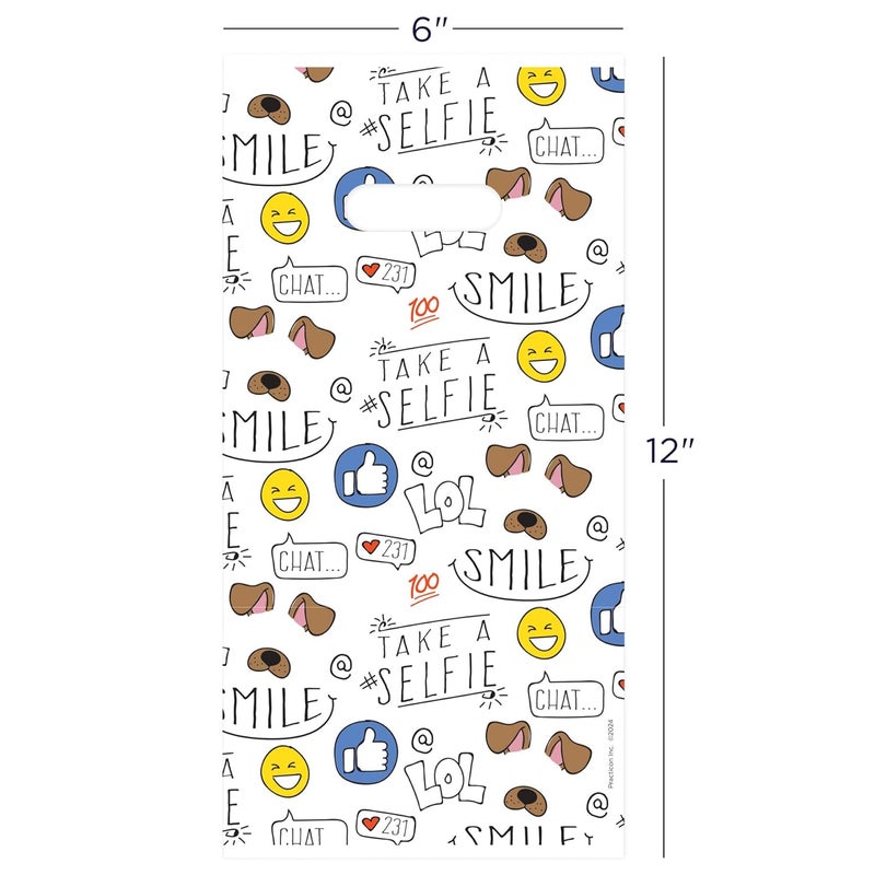 Practicon Let's Get Social 6" x 12" Dental Giveaway Bag, Dental Hygiene Patient Care Goodie Bag, Dentist Office Plastic Gift Bags, 100 Pack - Image 4